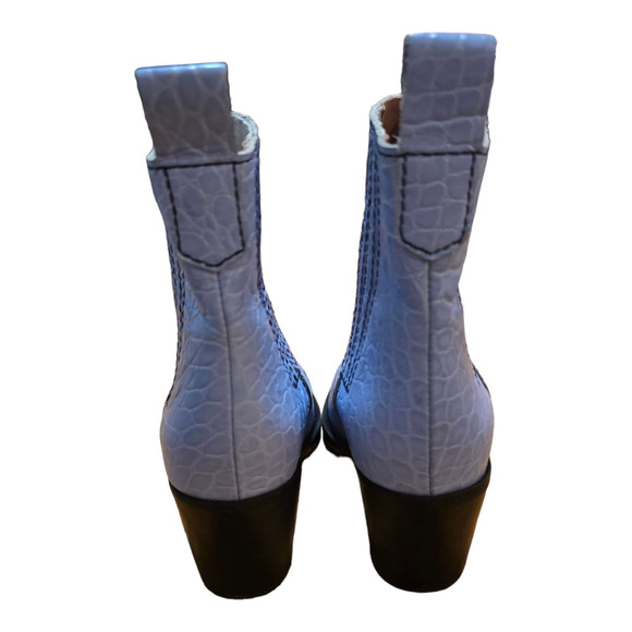 GANNI Blue Croc Embossed Leather Boots size 6.5 37 - Picture 3 of 9